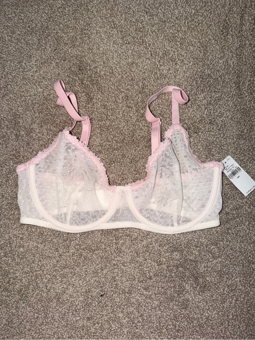 Old Navy Light Pink Sheer Dot Mesh Underwire Bra